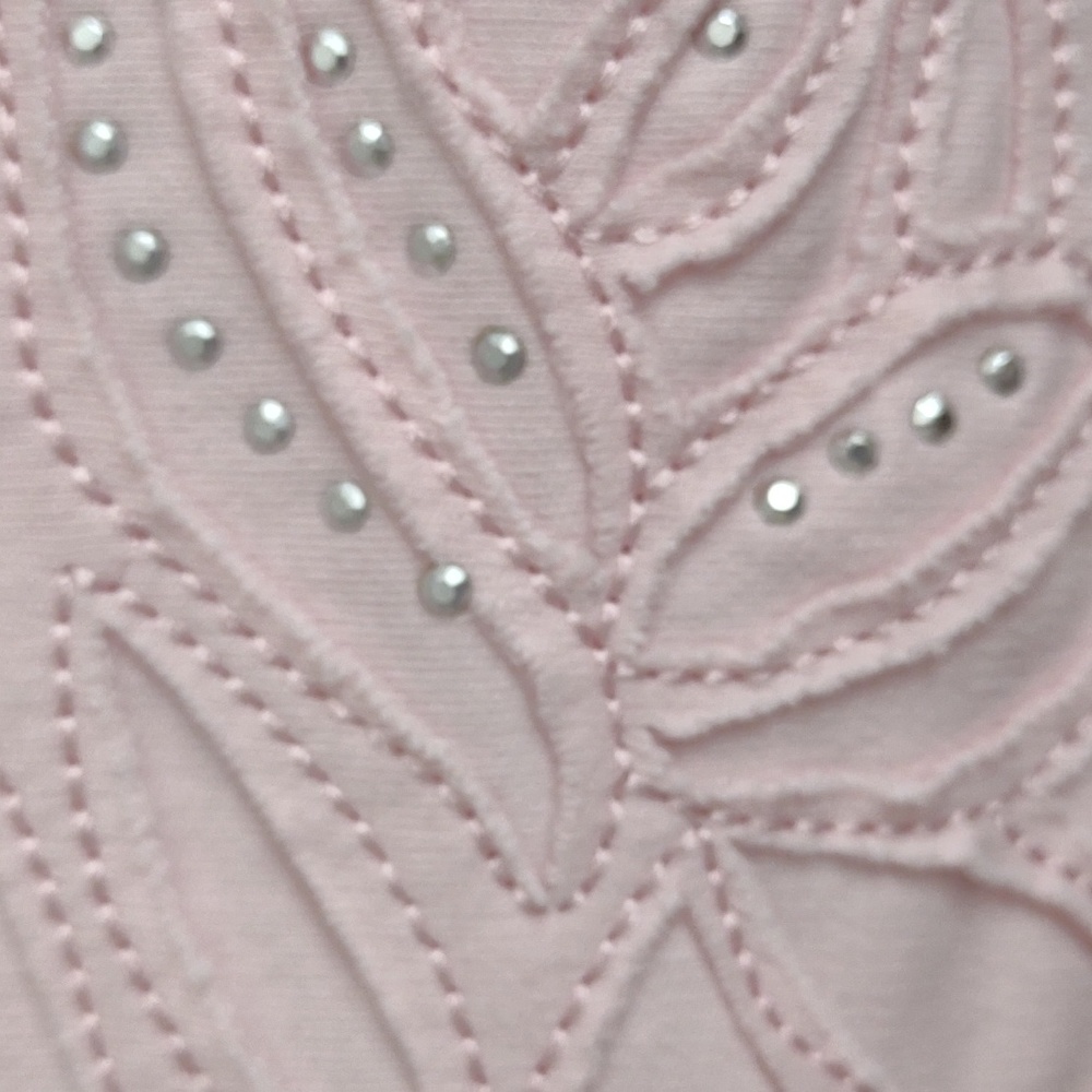 Allison Daley pink embellished top Size L Beaded Floral Overlay Boho Casual - Picture 3 of 7